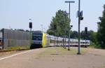 MRCE/NOB 1223 011-8 mir NOB bei der Einfahrt in Husum. 19.07.2014