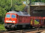 DB 1232 388-9 nach dem Marschbahn-Einsatz nun mit einem Autozug in HH-Harburg unterwegs. 06.08.2014