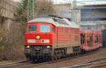 233 314-4 wohl eine der ltesten Ludmillas die die DB noch hat da sie ohne UIC/NVR fhrt, dieselte mit einem Autotransportzug durch Harburg. 30.3.11