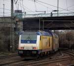 br-246-traxx-p160-de/116100/246-001-2-schob-den-me-81519 246 001-2 schob den ME 81519 aus dem Harburger Bahnhof am 15.1 Richtung Buxtehude/Stade.