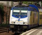 246 007-9 fhrt am 13.8.10 mit dem ME nach Cuxhaven in den Harburger Bhf. auf Gleis 6 ein.