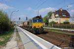 266 038-9 MRCE mit Schwellenzug in Priort in Richtung Marquardt unterwegs. 19.04.2011