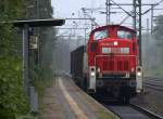 Samstagmorgen, Schleswig, 295 062-4 kommt mit ihrem blichen Holztransportzug nach Flensburg-Weiche. 11.9.10