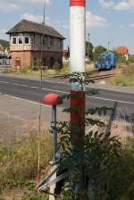 Lok 5 der IG Hirzbergbahn e.V. war am 21.08.15 im stillgelegten Bahnhof Vacha abgestellt.