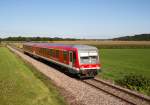 Auf seiner Fahrt nach Mühldorf steuerte 628 571-2 am 28.08.14 den Bedarfshaltepunkt Heiligenstatt an.