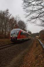 Am trüben 07.12.14 wurde der 642 535-9 als RE2 nach Liberec bei Bischofswerda im Bild festgehalten.