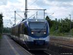  VT 730  der NOB rollt am 26.6.10 in den Bhf. Schleswig ein.