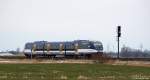 Als NOB 81777 nach Itzhoe ist VT 729 der NOB am 19.2.11 bei Wilster unterwegs.
