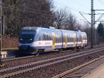 NOB VT 729(643 119+843 119+643 619) kurz vor seinem Halt in Schleswig. 08.03.11