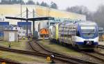 NOB Bw Husum: VT 728 ein EuroRunner ein OLA Lint so wie die Köf's und MaK Diesel bei der Sonntagsruhe. 15.02.2015(833)