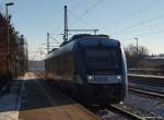 Der erste der NOB Lint´s, der VT 301, rollt am 28.1.11 in den Schleswiger Bahnhof ein.