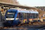 NOB´s VT 303 steht am 28.1.11 als NOB nach Bad St. Peter Ording im Bhf. Husum und wartet auf Fahrgste.