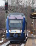 NOB VT 309(648 369/869)verlsst hier gerade den Schleswiger Bahnhof. 20.2.11