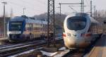 Regulres Treffen zweier Dieseltriebwagen...NOB VT 306 und ICE TD 605 019 beim Meeting in Schleswig. 22.2.11