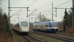 Da beide Triebwagen etwas Versptung hatten kam es zu einem Treffen in Schleswig...DSB 605 017 und NOB VT 304. 15.3.11