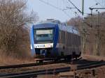 NOB VT 306 auf dem Weg nach Kiel aufgenommen in der letzten Kurve vor dem Schleswiger Bahnhof. 20.3.11