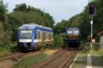 NOB´s VT 303 und MaK DE 2700-01 trafen sich am 13.8.11 in Burg (Dithm).