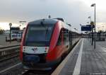 VT 2.72 (648 146/646) der nordbahn steht am Morgen des 10.12.11 im Bhf. Heide (Holst.) am neuen Bahnsteiggleis 4.