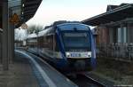 VT 308 der NOB steht am 10.12.11 ein letztes Mal als NOB nach Kiel Hbf. im Husumer Bahnhof bereit, ab dem 11.12.11 bernimmt die RBSH diese Strecke von der NOB.