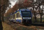 Als NOB nach Itzehoe fhrt VT 308 der NOB bei St. Michaelisdonn durch die Landschaft.