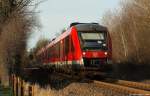 648 347/847 und 648 454/954 fahren am 14.1.12 als RE nach Lbeck Hbf. bei Kiel Sd durch die Landschaft.