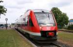 Extra fr die Kieler Woche eingesetzt verlsst hier der RBSH Lint 648 004/504 den Bahnhof Schneberger Strand Richtung Kiel Hbf. 23.06.12