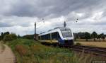 648 187/687 der NWB fhrt am 11.8.12 als NWB nach Hildesheim Hbf. bei Burgstemmen durch das Leinetal.