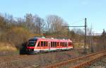 Als RB nach Kiel Hbf. fuhr 648 005/505 am 6.4.13 kurz vor Kiel durch die Landschaft.