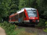 Als RB nach Lbeck Hbf. dieselt 648 339/839 am 24.7.10 kurz vor dem Bhf. Pln durch die Landschaft.