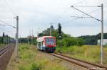 VT 650-08 (650 569-6) der Prignitzer Eisenbahn GmbH als PE73 (PEG79655) von Pritzwalk nach Neustadt(Dosse) bei der Einfahrt in den Bahnhof Neustadt(Dosse). 28.07.2011