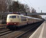103 184-8 fhrt am 12.3.11 mit dem TEE nach Hamburg Hbf. durch den Bhf. Tostedt.