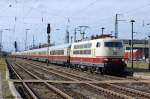 103 184-8 mit einem TEE Rheingold Sonderzug bei der Einfahrt in den Bahnhof Stendal. In Stendal wurde die Lok umgesetzt. 09.10.2011