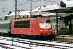 DB 103 223 treft am 13 Januar 2000 in Koblenz Hbf ein.