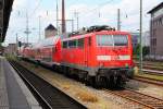 Rangierzug gezogen von einer V60, in der Mitte 146 108 und hinten 111 135-0. Bremen Hbf 30.06.12