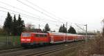 111 145-9 schob am 1.2.13 den RE nach Bielefeld Hbf. durch Ahlten.