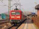 112 146-6 mit dem RE-Express auf dem Weg nach Flensburg. Schleswig 03.03.2011