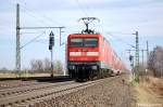 112 109 mit dem RE4 (RE 37311) nach Jterbog in Friesack(Mark). 23.03.2011 Netten Gr zurck! 