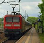 112 154-0 als Schublok am SHE nach Flensburg. SL 17.5.11