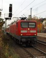 112 179-7 fhrt am 5.11.11 mit dem SH-Express nach Hamburg Hbf. in den Bhf. Elmshorn ein.