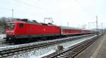 112 179-7 mit dem SHE nach Hamburg beim Halt in Schleswig. Gru an den Tf !! SL 10.02.2012