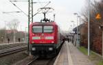 112 144-1(Unt/LDX/26.10.05,Verl/AK/01.10.12)als Schublok des SHE's nach Flensburg. Schleswig 17.2.12