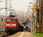 112 149-0 als Schublok des SH-Express nach Flensburg. Schleswig 26.03.12