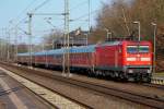 112 140-9 als Schublok eines SH-Express nach Flensburg. Schleswig 01.03.2013