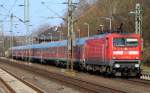 112 175-5 als Schublok des SH Express nach Flensburg. Schleswig 03.03.2013