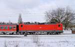 Neuer Fotostandort, 112 176-3 schiet eine RBnach Flensburg. Schleswig 10.03.2013
