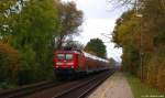 112 150-8 fuhr am 25.10.09 mit dem RE nach Hamburg Hbf. durch den Haltepunkt Prisdorf.