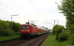 112 150-8 fuhr am 6.5.14 mit dem RE nach Lübeck Hbf. durch Kupfermühle.