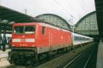 Scanbild von 112 149 mit IR aus Siegen und Dortmund in Frankfurt-am-Main Hbf am 28 Juli 1999.