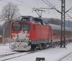 Unbekannte BR 112 mit RE nach Hamburg, Schleswig 14.02.2010(398)