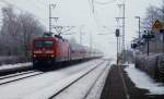 DB 6 112 176(-3)mit dem RE7/SH-Express nach Flensburg. Jübek 31.01.2015(799)